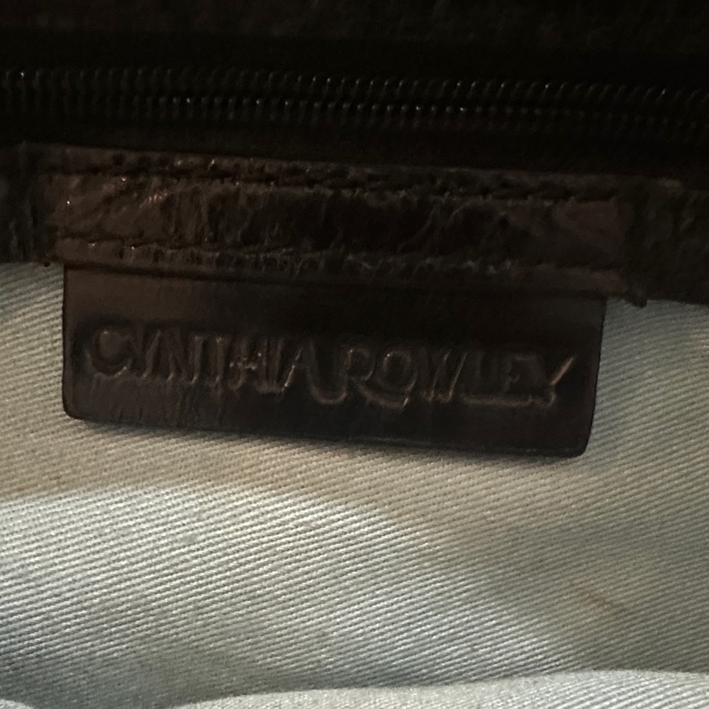 Cynthia Rowley Black Textured Leather Shoulder Bag with Gold Accents - Picture 2 of 10